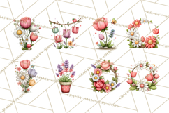 Spring Floral Clipart, Whimsical Flowers PNG, Pastel Tulips Product Image 4