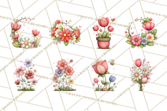 Spring Floral Clipart, Whimsical Flowers PNG, Pastel Tulips Product Image 6
