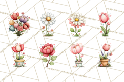 Spring Floral Clipart, Whimsical Flowers PNG, Pastel Tulips Product Image 3