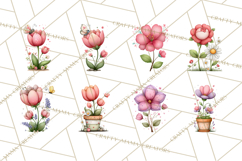 Spring Floral Clipart, Whimsical Flowers PNG, Pastel Tulips Product Image 9