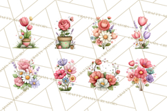 Spring Floral Clipart, Whimsical Flowers PNG, Pastel Tulips Product Image 12