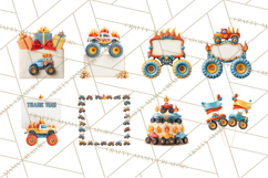 Monster Truck Birthday Party Clipart, Racing Celebration Png Product Image 8
