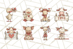 Valentine Farm Animal Clipart Pastel Country Watercolor PNG Product Image 5
