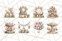 Easter Carnival Clipart, Pastel Carnival Booths Png Product Image 3