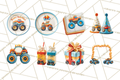 Monster Truck Birthday Party Clipart, Racing Celebration Png Product Image 5