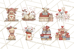 Valentine Farm Animal Clipart Pastel Country Watercolor PNG Product Image 7