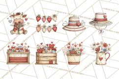 Valentine Farm Animal Clipart Pastel Country Watercolor PNG Product Image 9