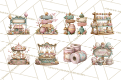 Easter Carnival Clipart, Pastel Carnival Booths Png Product Image 6