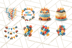 Monster Truck Birthday Party Clipart, Racing Celebration Png Product Image 9