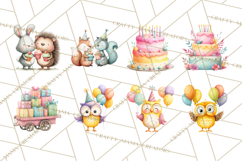 Woodland Birthday Clipart PNG, Watercolor Woodland Animals Product Image 6