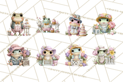 Easter Frogs in Fancy Fits, Cute Spring Clipart Png Product Image 6