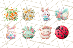 Easter Cookies Clipart, Bunny Chick Egg Carrot Flower PNG Product Image 2