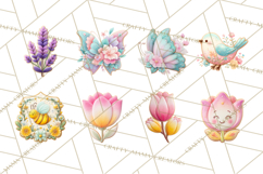 Easter Cookies Clipart, Bunny Chick Egg Carrot Flower PNG Product Image 4