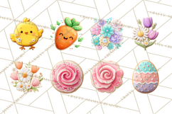 Easter Cookies Clipart, Bunny Chick Egg Carrot Flower PNG Product Image 7