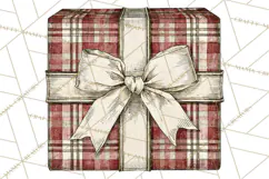 Vintage Christmas Presents Clipart, Christmas Gift Box PNG Product Image 2