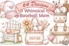 Baseball Mom Clipart PNG, Whimsical Graphics for Sports Moms Product Image 1