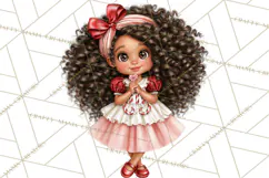 Candy Cane Christmas Girls Clipart PNG, Cute Holiday Kids Product Image 2