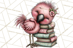 Flamingo Librarian Reading Clipart PNG Product Image 2