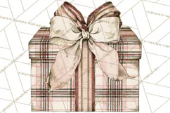 Vintage Christmas Presents Clipart, Christmas Gift Box PNG Product Image 3