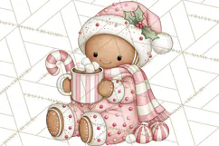 Pink Gingerbread Clipart PNG, Cute Christmas Gingerbread Product Image 4