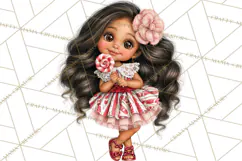 Candy Cane Christmas Girls Clipart PNG, Cute Holiday Kids Product Image 5