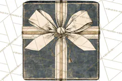 Vintage Christmas Presents Clipart, Christmas Gift Box PNG Product Image 5