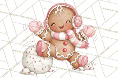 Pink Gingerbread Clipart PNG, Cute Christmas Gingerbread Product Image 2