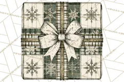 Vintage Christmas Presents Clipart, Christmas Gift Box PNG Product Image 2