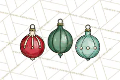 Vintage Christmas Clipart Accessories, Holiday Doodle PNG Product Image 2
