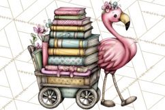 Flamingo Librarian Reading Clipart PNG Product Image 5