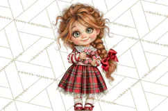 Candy Cane Christmas Girls Clipart PNG, Cute Holiday Kids Product Image 3
