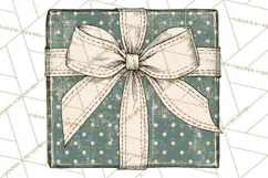 Vintage Christmas Presents Clipart, Christmas Gift Box PNG Product Image 3