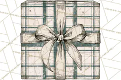Vintage Christmas Presents Clipart, Christmas Gift Box PNG Product Image 5