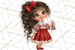 Candy Cane Christmas Girls Clipart PNG, Cute Holiday Kids Product Image 5