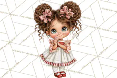 Candy Cane Christmas Girls Clipart PNG, Cute Holiday Kids Product Image 2