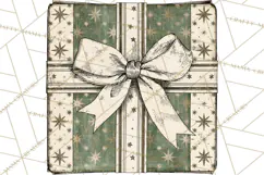 Vintage Christmas Presents Clipart, Christmas Gift Box PNG Product Image 2
