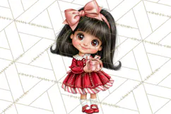 Candy Cane Christmas Girls Clipart PNG, Cute Holiday Kids Product Image 3