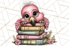 Flamingo Librarian Reading Clipart PNG Product Image 2