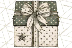Vintage Christmas Presents Clipart, Christmas Gift Box PNG Product Image 3