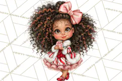 Candy Cane Christmas Girls Clipart PNG, Cute Holiday Kids Product Image 4