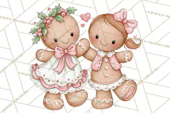 Pink Gingerbread Clipart PNG, Cute Christmas Gingerbread Product Image 4
