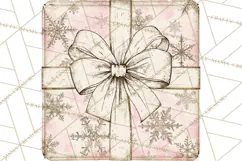 Vintage Christmas Presents Clipart, Christmas Gift Box PNG Product Image 4