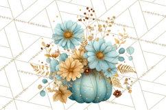 Watercolor Pumpkin Flower Bouquets Clipart PNG Product Image 5