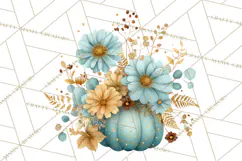 Watercolor Pumpkin Flower Bouquets Clipart PNG Product Image 5