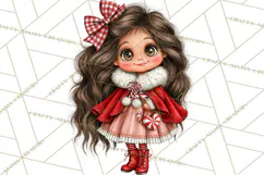 Candy Cane Christmas Girls Clipart PNG, Cute Holiday Kids Product Image 3