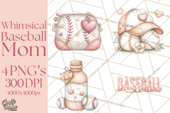 Baseball Mom Clipart PNG, Whimsical Graphics for Sports Moms Product Image 1