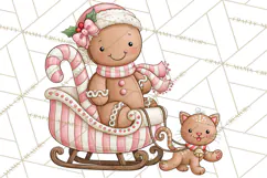 Pink Gingerbread Clipart PNG, Cute Christmas Gingerbread Product Image 3