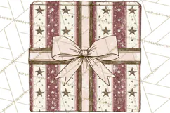 Vintage Christmas Presents Clipart, Christmas Gift Box PNG Product Image 5