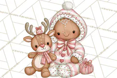 Pink Gingerbread Clipart PNG, Cute Christmas Gingerbread Product Image 2