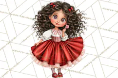 Candy Cane Christmas Girls Clipart PNG, Cute Holiday Kids Product Image 3